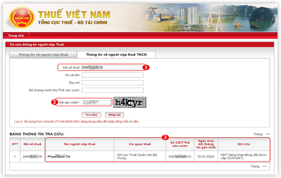 Cách kiểm tra mã số thuế cá nhân trên Thuế Việt Nam
