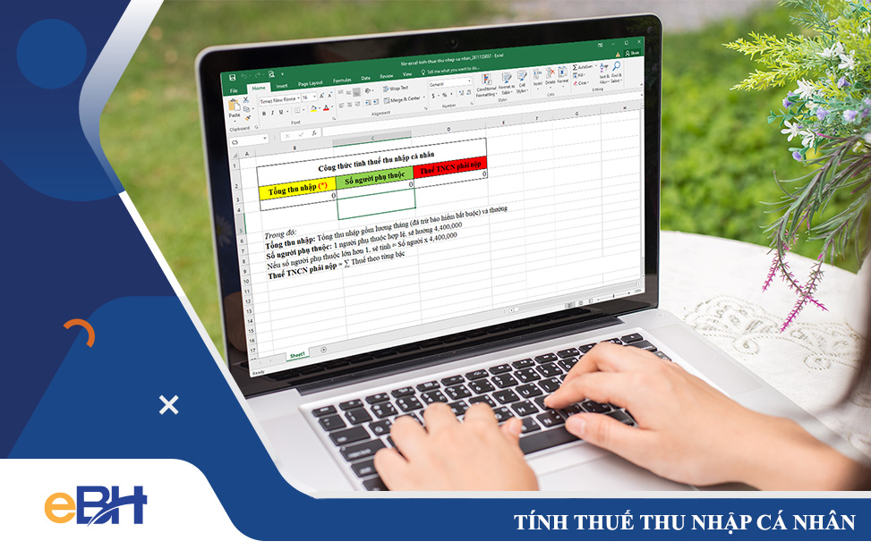 Cách tính thuế TNCN trên file exel áp dụng công thức