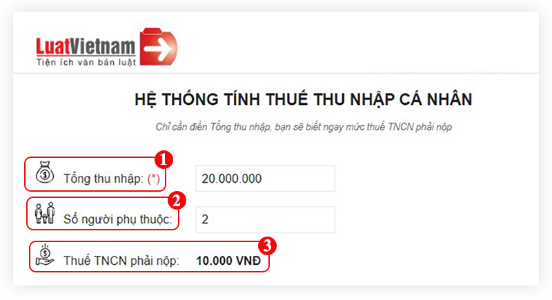 Cách tính thuế TNCN online trên hệ thống của Luatvietnam