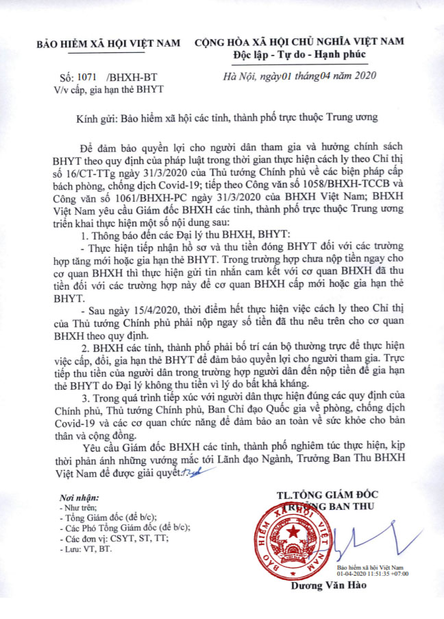 Thông báo của cơ quan BHXH TP Hà Nội