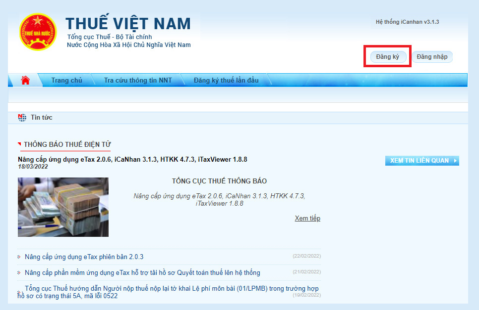 Truy cập trang web Thuế Việt Nam