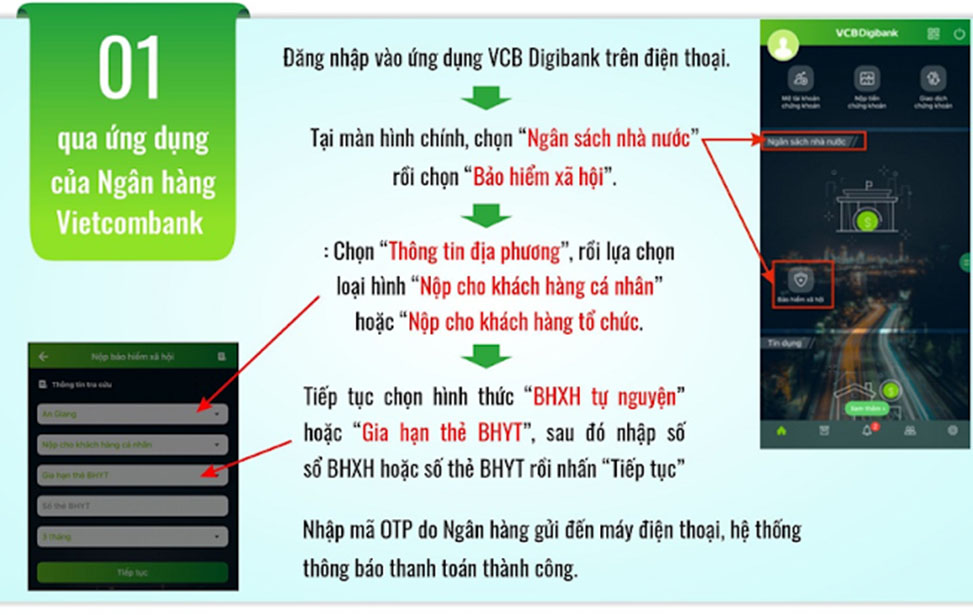 Hướng dẫn mua BHYT online trên Smart Banking VietcomBank