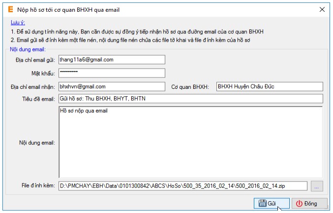 nộp hồ sơ qua email trong trường hợp được cơ quan BHXH cho phép