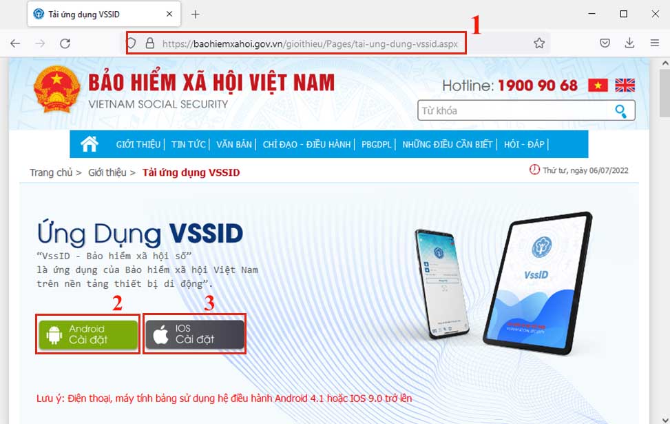 Cách tải ứng dụng VssID trên website BHXH Việt Nam