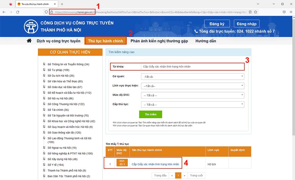 Nộp hồ sơ trực tuyến tại Cổng dịch vụ công trực tuyến Hà Nội
