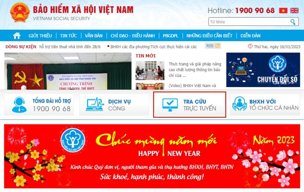 tra cứu mã hộ gia đình qua website BHXH Việt Nam