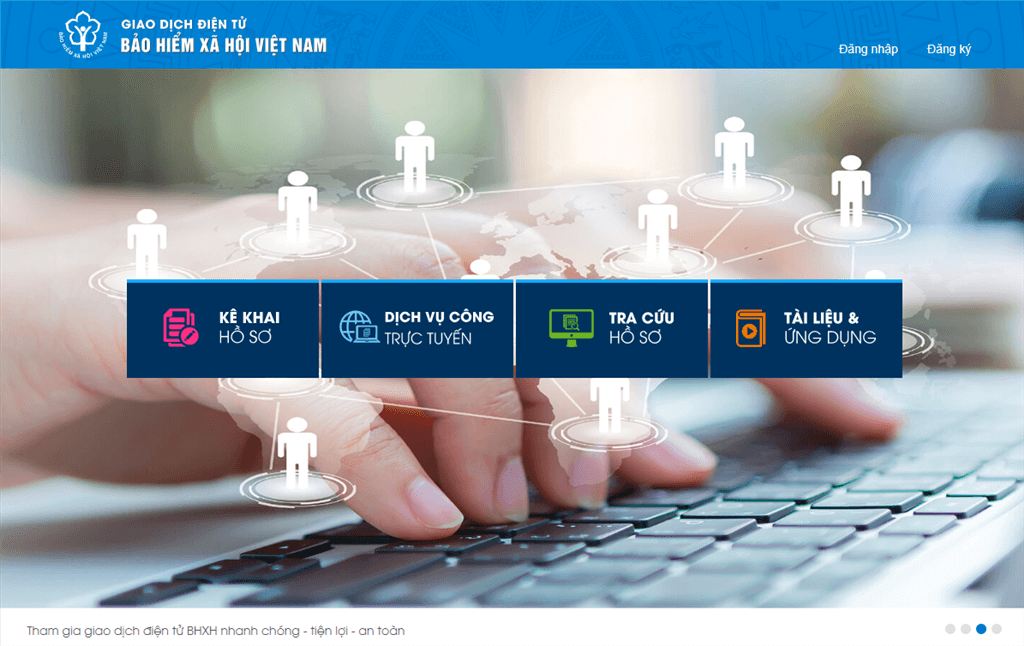 Giao diện cổng dịch vụ công trực tuyến của BHXH Việt Nam