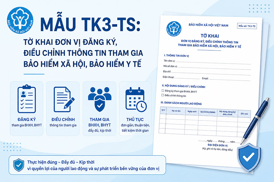 Mẫu TK3-TS: Tờ khai đơn vị đăng ký điều chỉnh thông tin tham gia BHXH, BHYT