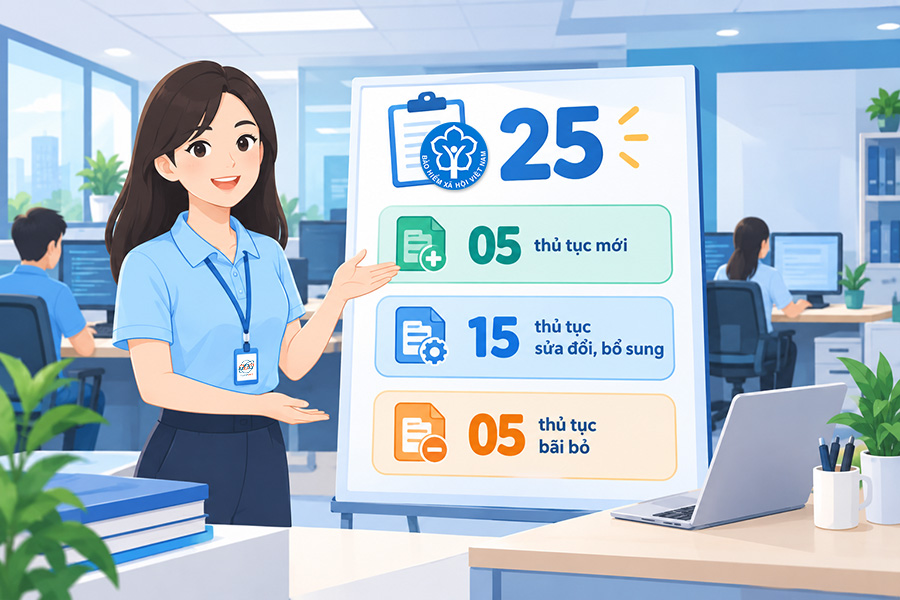25 thủ tục hành chính trong lĩnh vực BHXH mới ban hành, sửa đổi, bổ sung, bãi bỏ từ 19/8/2026